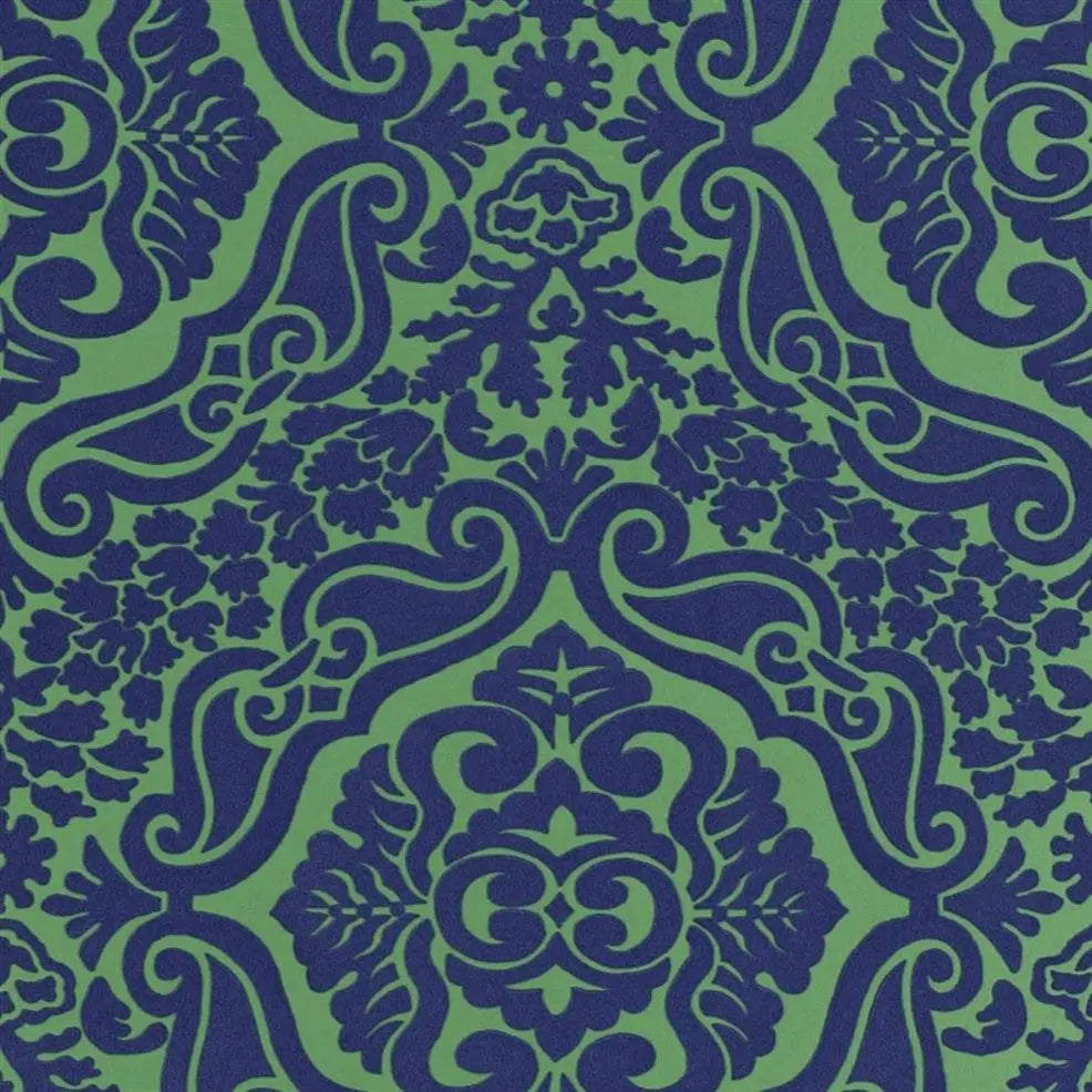 Fioravanti Flock Velvet Cobalt Wallpaper | Designers Guild Europe