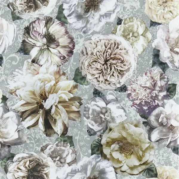 Pahari Mid Scale Floral Platinum Wallpaper | Designers Guild Europe