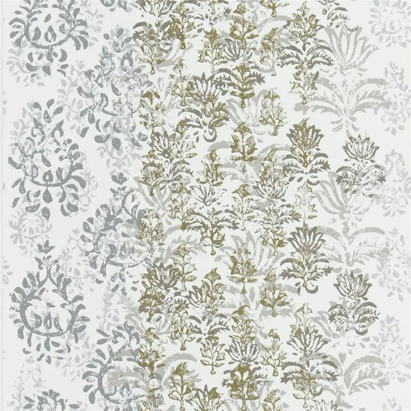 Kasavu Distressed Damask Ivory Wallpaper | Designers Guild Europe