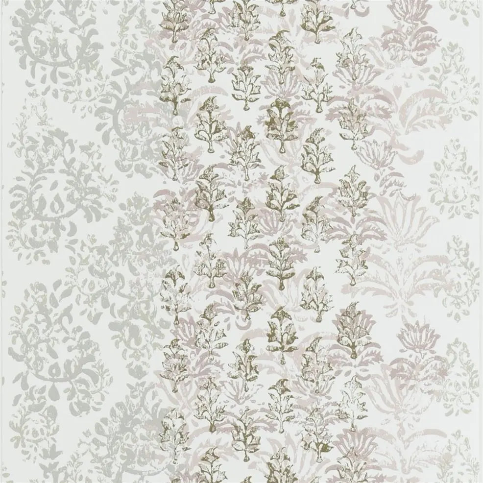 Kasavu Distressed Damask Shell Wallpaper | Designers Guild Europe