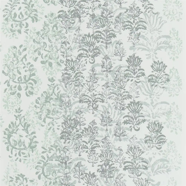 Kasavu Distressed Damask Jade Wallpaper | Designers Guild Europe