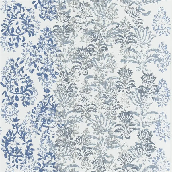 Kasavu Distressed Damask Delft Wallpaper | Designers Guild Europe