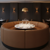 Fine Pebble Grain Rich Umber Upholstered Banquette | Architectural Fabrics