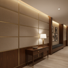 Woven Textured Grid Soft Taupe Upholstered Wall Panel | Architectural Fabrics