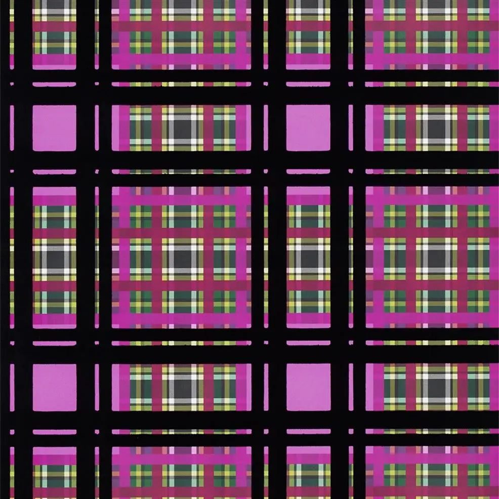 Chennai Flock Check 01 Fuchsia Wallpaper | Designers Guild Europe