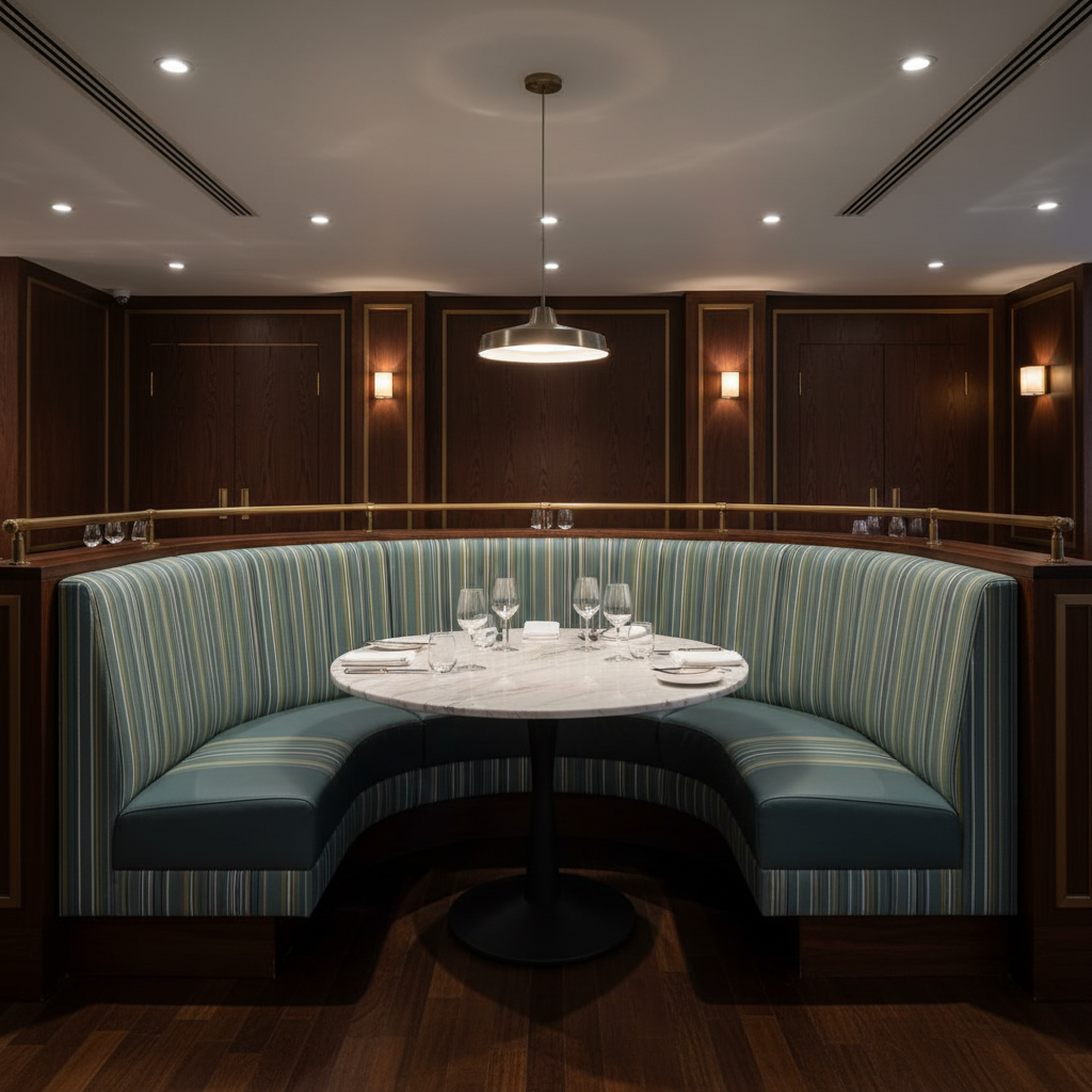 Sandy Point Stripe - Stroll Upholstered Banquette | Architectural Fabrics