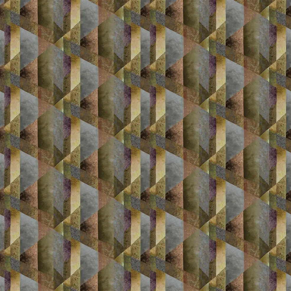 Minakari Geo Panel 02 Rosewod Wallpaper | Designers Guild Europe