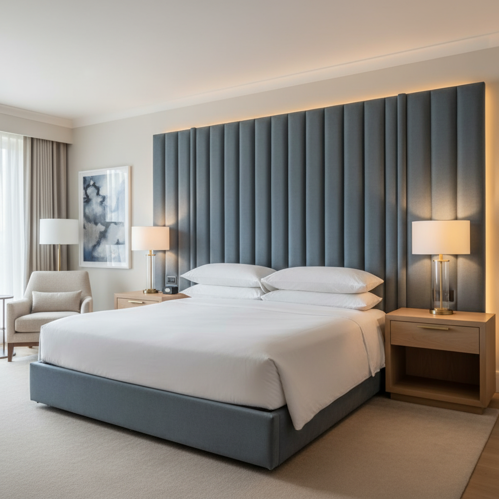 Aarden - Slate Blue Silicone Hybrid Upholstered Headboard | Architectural Fabrics