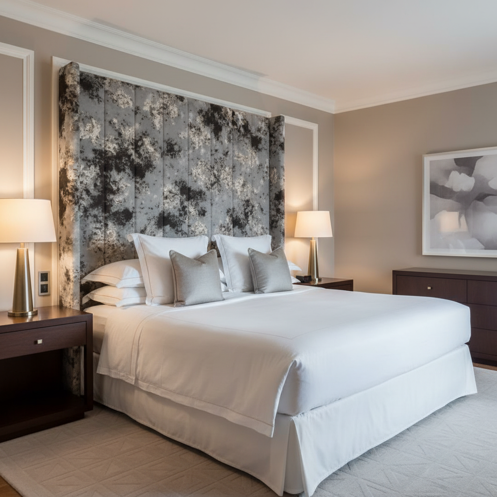 Distressed Cloud Texture Granite Stone Upholstered Headboard | Architectural Fabrics