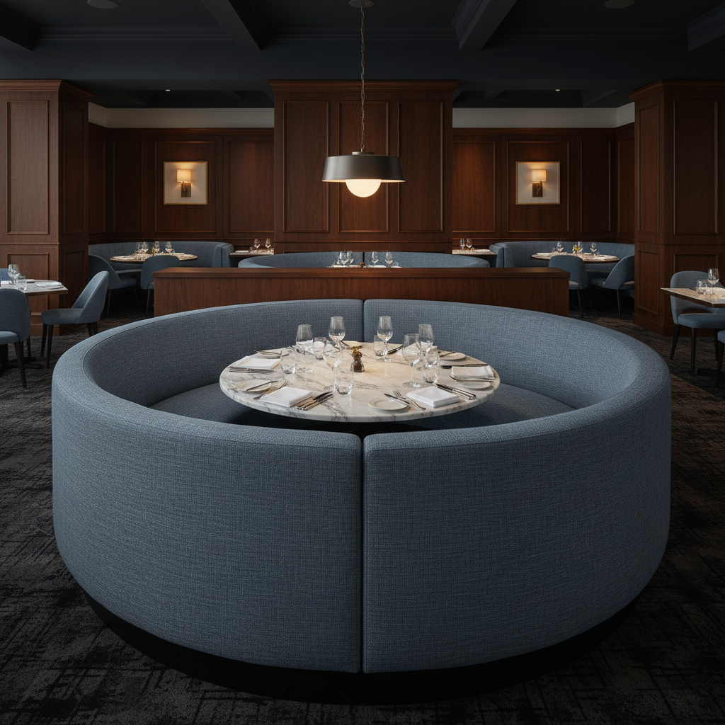 Amalfi - Denim Indoor/Outdoor Vinyl Upholstered Banquette | Architectural Fabrics
