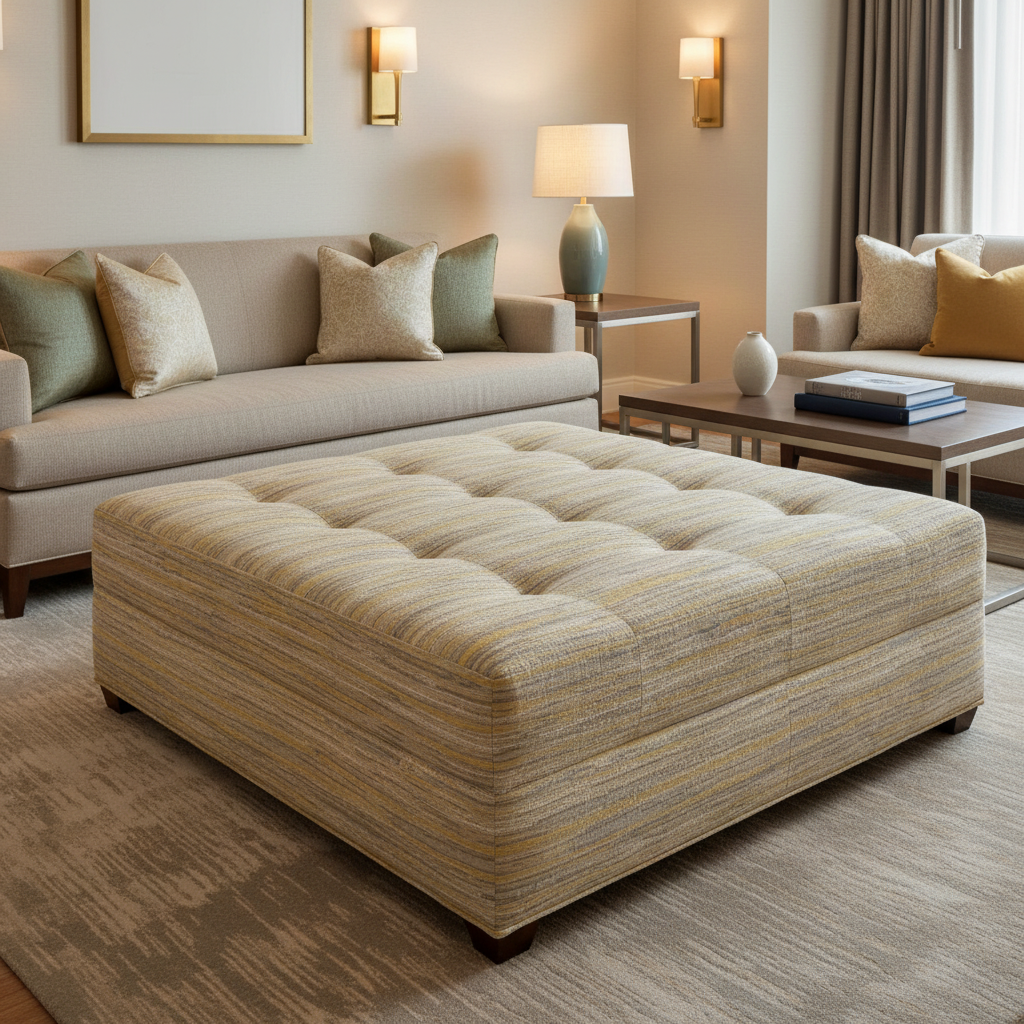 Pigeon Island - Cornsilk Upholstered Ottoman | Architectural Fabrics