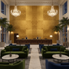 Moroccan Gold Wash | Hollywood Wallcoverings - Hotel Lobby commercial room setting