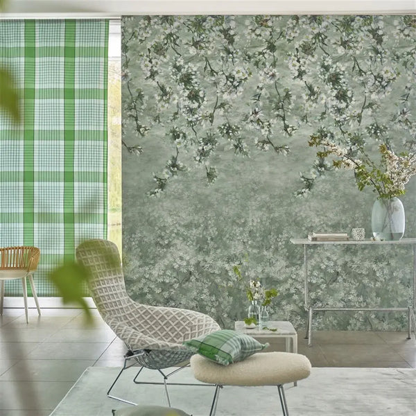 Assam Blossom Panel 02 Sage Wallpaper | Designers Guild Europe