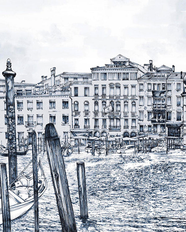 Venezia Blue Wash Panoramic Bespoke | Graham & Brown