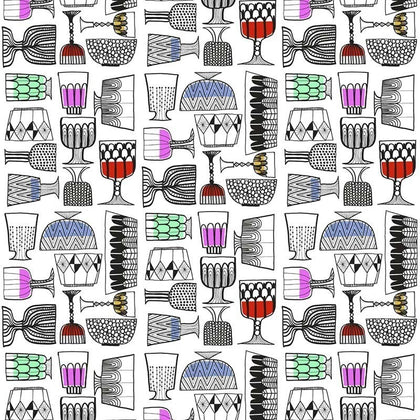 Kippis Contemporary Illustration - Ebony, Eggshell, and Multicolored | Architectural Wallcoverings