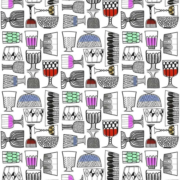 Kippis Contemporary Illustration - Ebony, Eggshell, and Multicolored | Architectural Wallcoverings