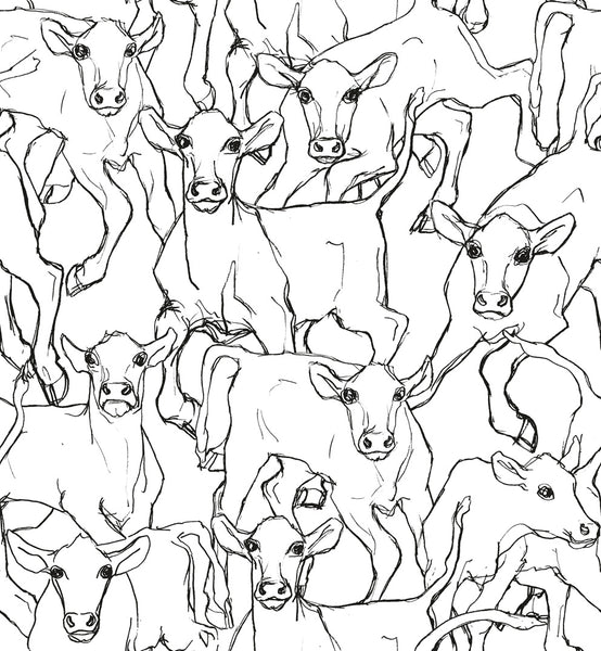 Malibu Iltavilli Wallpaper - Contemporary Illustration - Ebony and Cream | Malibu Wallpaper