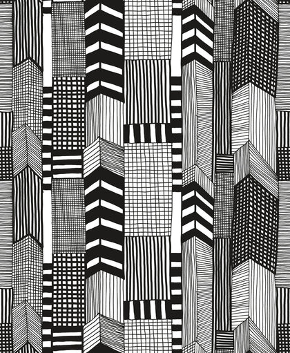 Ruutukaava Contemporary Illustration - Ebony and Eggshell | Architectural Wallcoverings