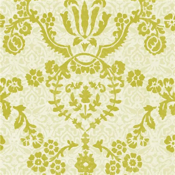Portia Flocak Damask 02 Pistachio Wallpaper | Designers Guild Europe