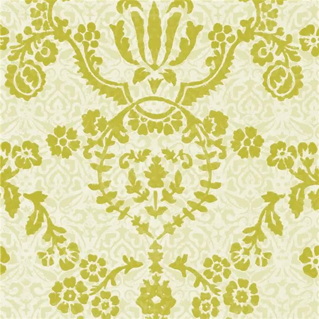 Portia Flocak Damask 02 Pistachio Wallpaper | Designers Guild Europe