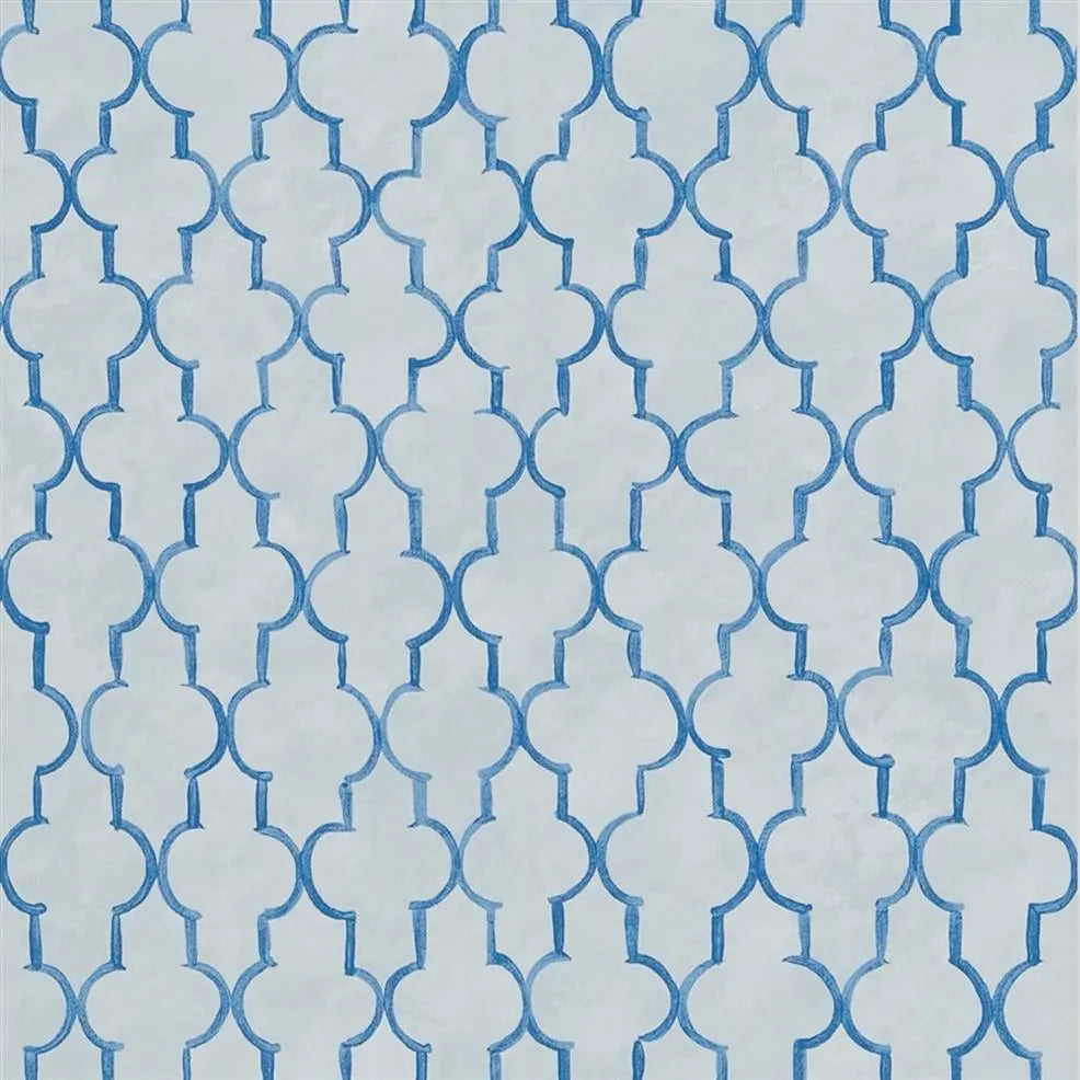 Pergola Trellis 04 Cobalt Wallpaper | Designers Guild Europe