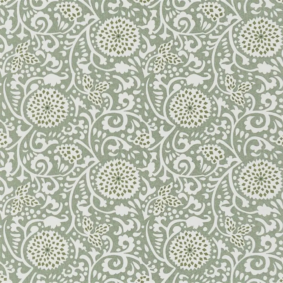 Shaqui Swirl 05 Vintage Green Wallpaper | Designers Guild Europe