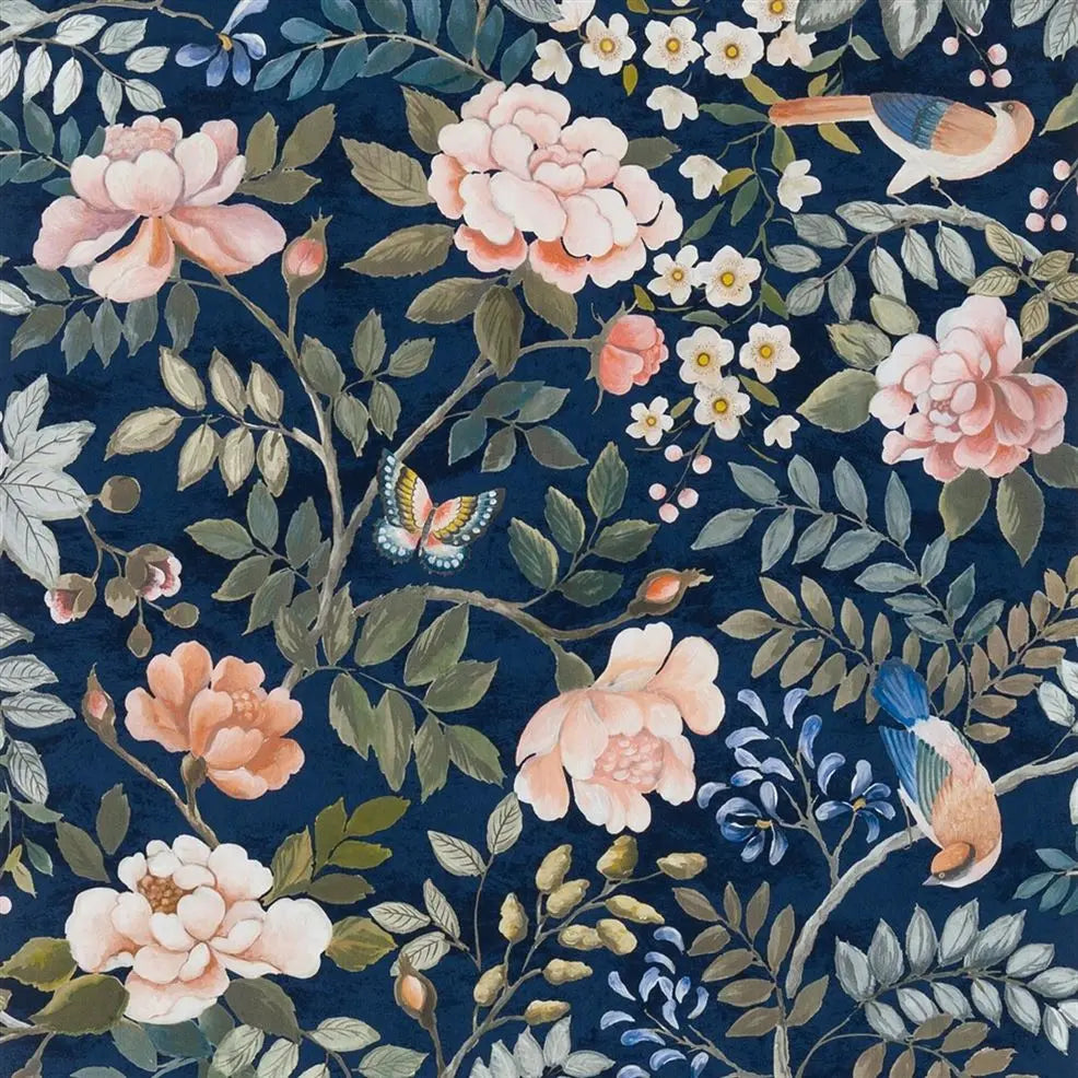 Porcelaine de Chine Flora Birds 04 Midnight Blue | Designers Guild Europe