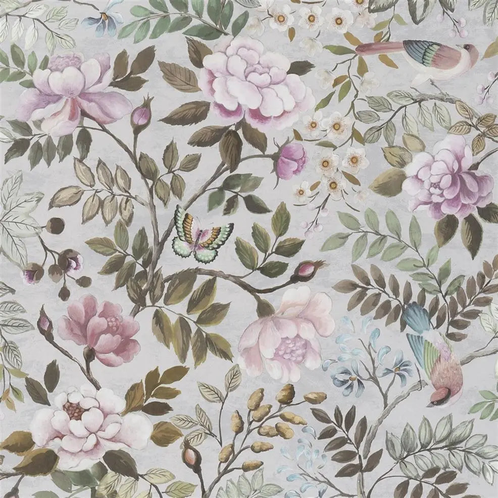 Porcelaine de Chine Flora Birds 06 Cameo Wallpaper | Designers Guild Europe