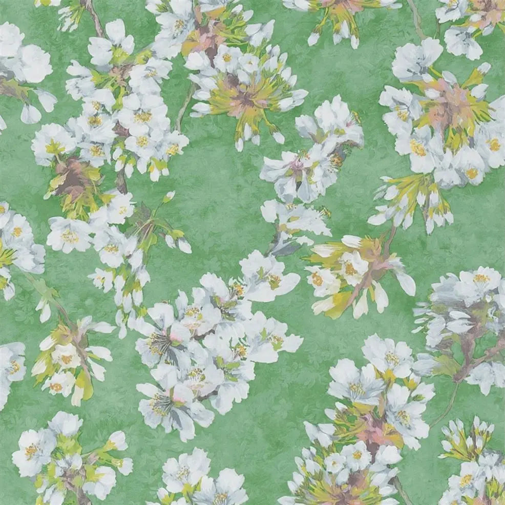Fleur d'Assam Mid Scale Floral 02 Emerald Wallpaper | Designers Guild Europe