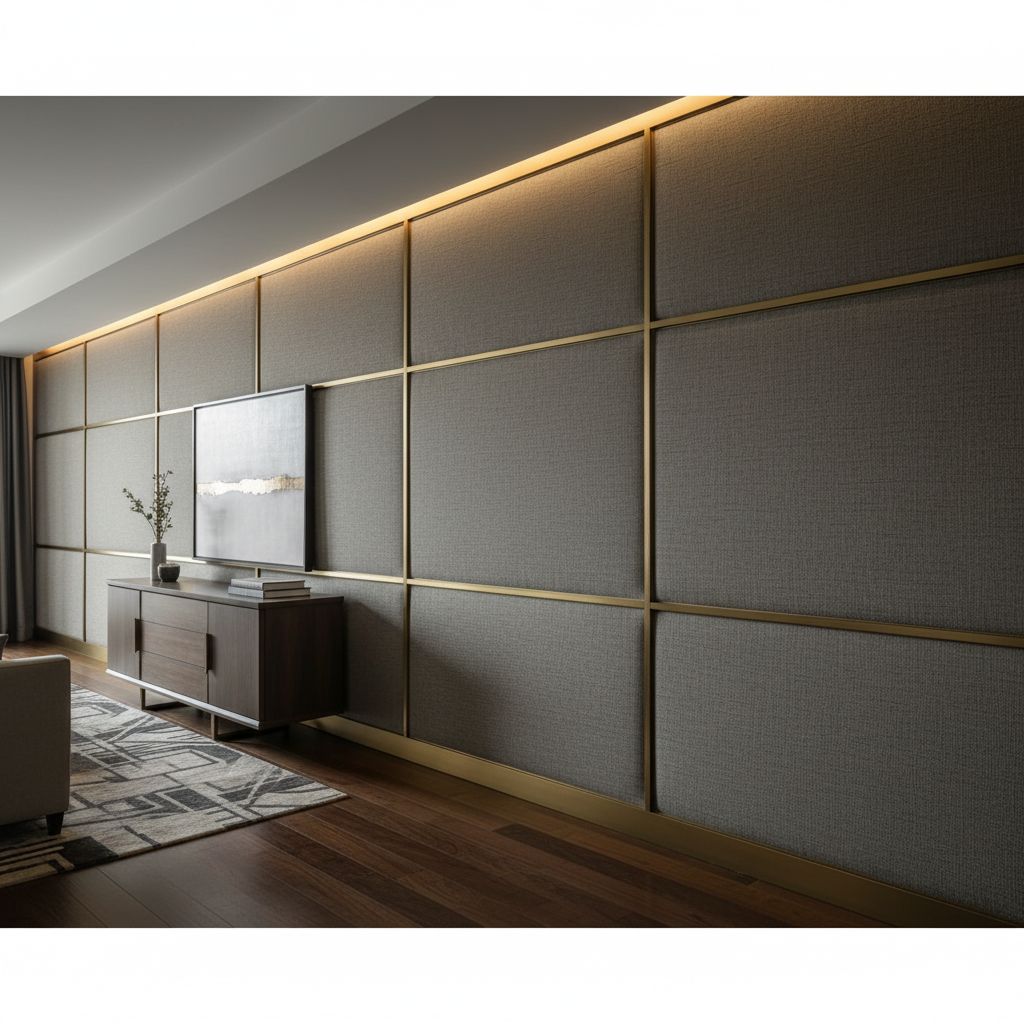 Fine Woven Texture Smoked Graphite Upholstered Wall Panel | Architectural Fabrics