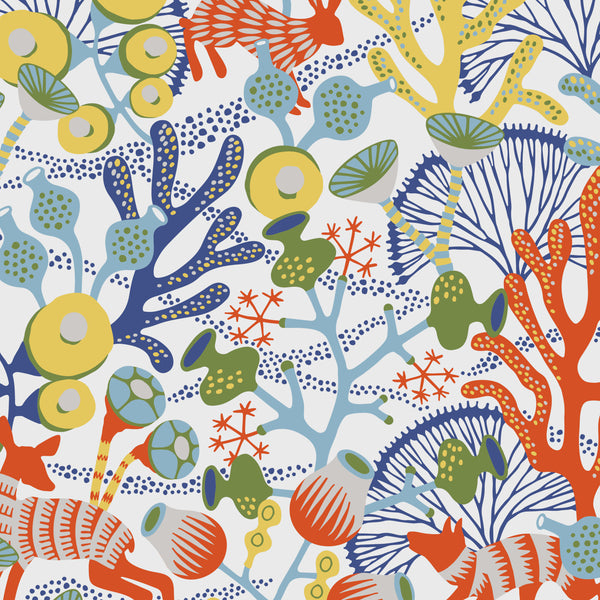 Koralläng, Ivory Multi Wallcoverings | Schumacher