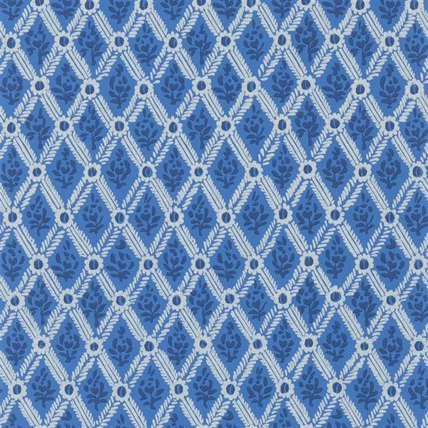 St John Street Small Scale Trellis Ink Blue Wallpaper | Designers Guild Europe