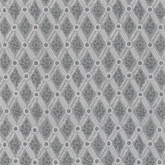 St John Street Small Scale Trellis Slate Wallpaper | Designers Guild Europe