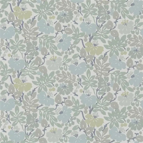 Carlisle Fauna Floral Duck Egg Wallpaper | Designers Guild Europe