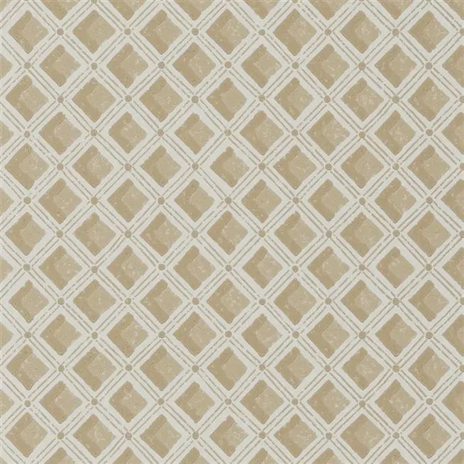 Amsee Geometric Diamond Sandstone Wallpaper | Designers Guild Europe