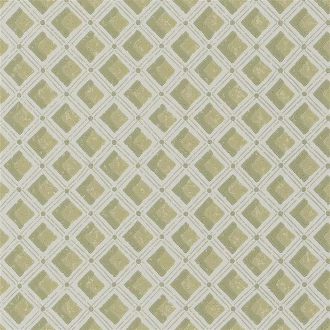 Amsee Geometric Diamond Moss Wallpaper | Designers Guild Europe
