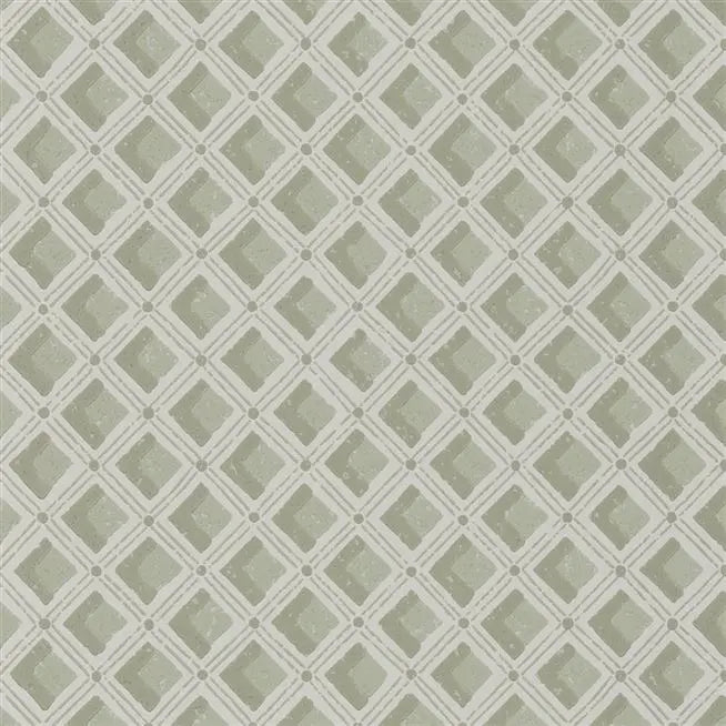 Amsee Geometric Diamond Lichen Wallpaper | Designers Guild Europe
