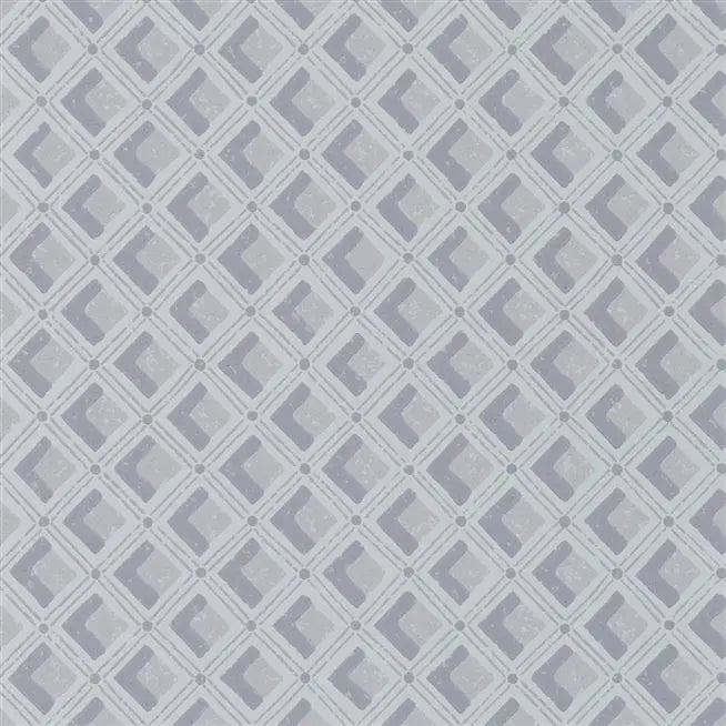 Amsee Geometric Diamond Portcullie Blue Wallpaper | Designers Guild Europe