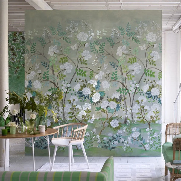 Fleur Orientale Panel 01 Celadon Wallpaper | Designers Guild Europe