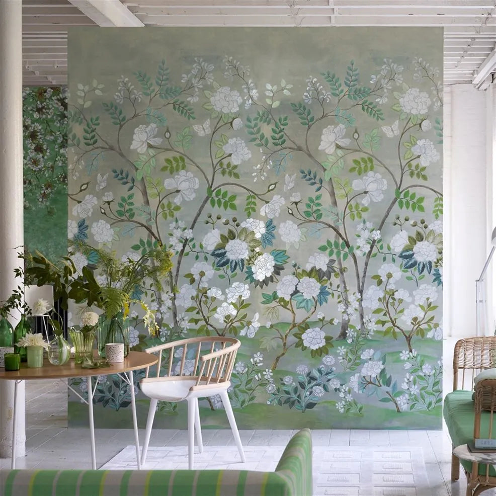 Fleur Orientale Panel 01 Celadon Wallpaper | Designers Guild Europe