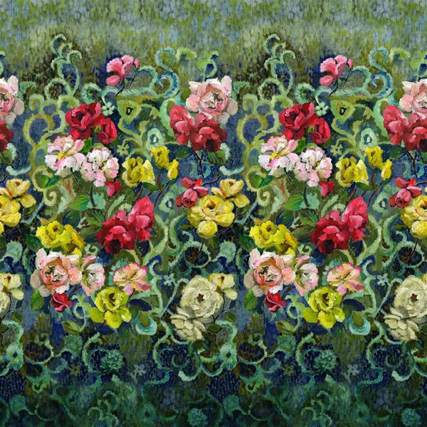 Tapestry Flower Panel 01 Vintage Green | Designers Guild Europe
