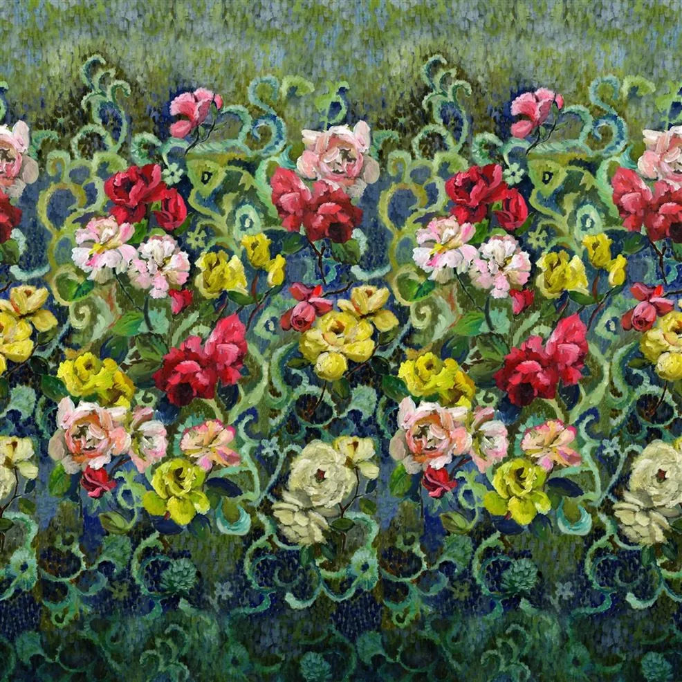 Tapestry Flower Panel 01 Vintage Green | Designers Guild Europe