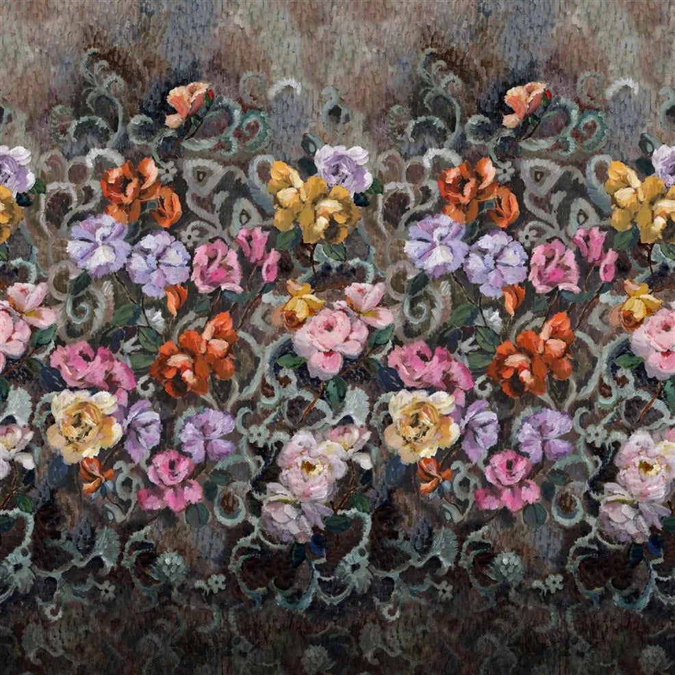 Tapestry Flower Panel 02 Damson Wallpaper | Designers Guild Europe