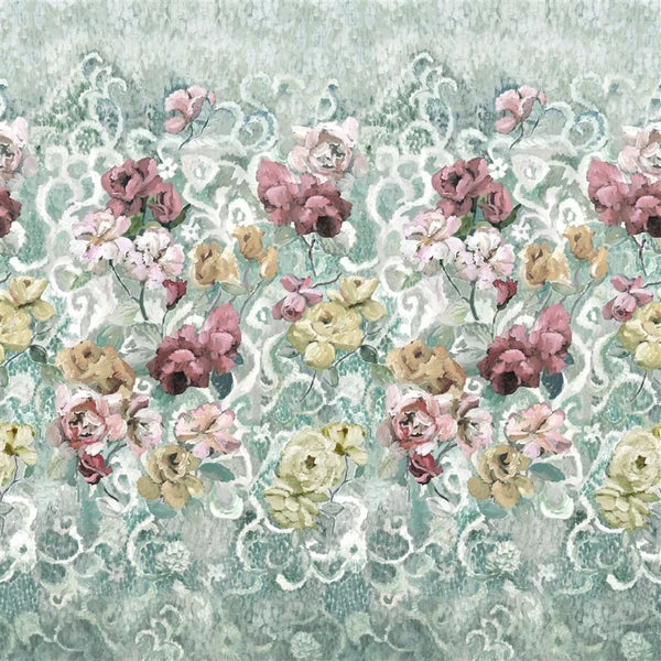 Tapestry Flower Panel 03 Eau de Nil Green Wallpaper | Designers Guild Europe