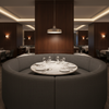 Fine Woven Texture Smoked Graphite Upholstered Banquette | Architectural Fabrics