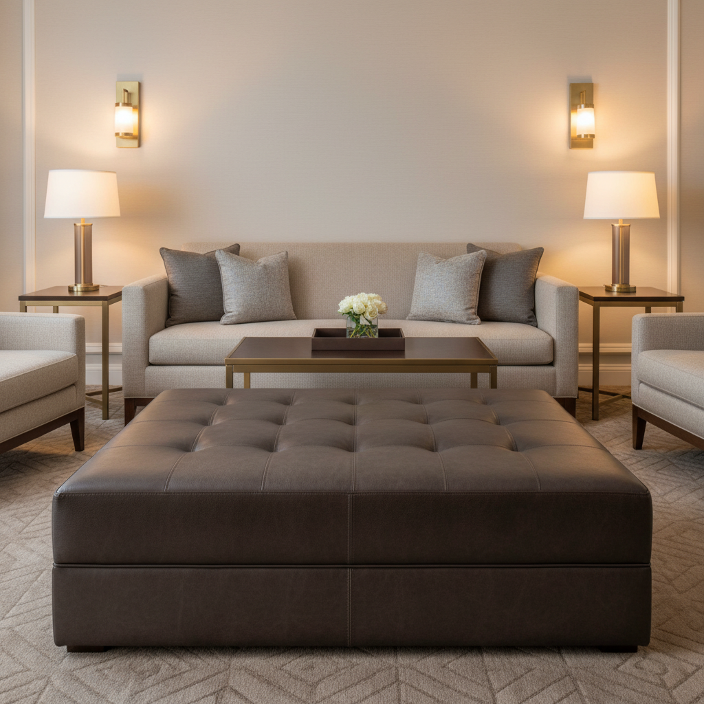 Baroque - Baroque Performance Vinyl Upholstered Ottoman | Architectural Fabrics