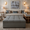 Fine Woven Texture Misty Gray Upholstered Ottoman | Architectural Fabrics