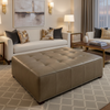 Fine Pebble Texture Muted Taupe Upholstered Ottoman | Architectural Fabrics