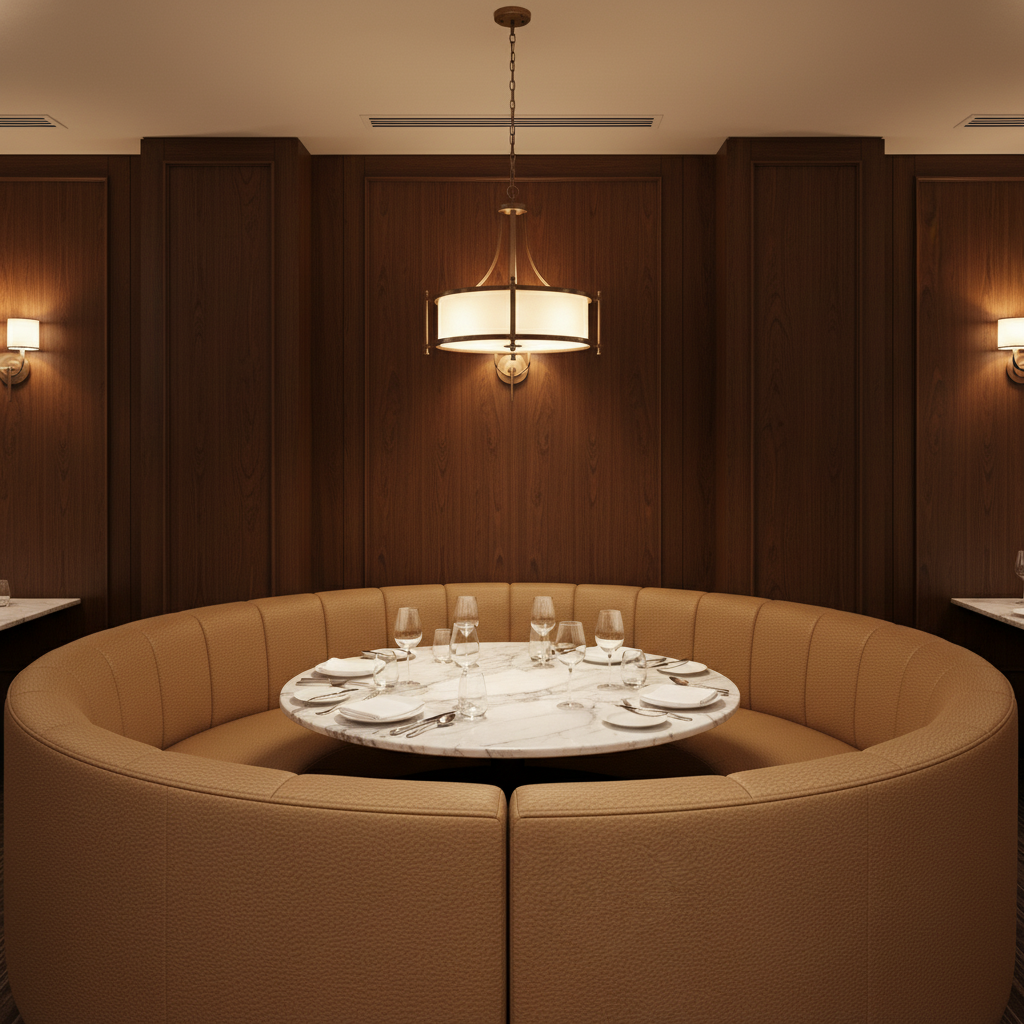 Algiers - Tawny Performance Vinyl Upholstered Banquette | Architectural Fabrics