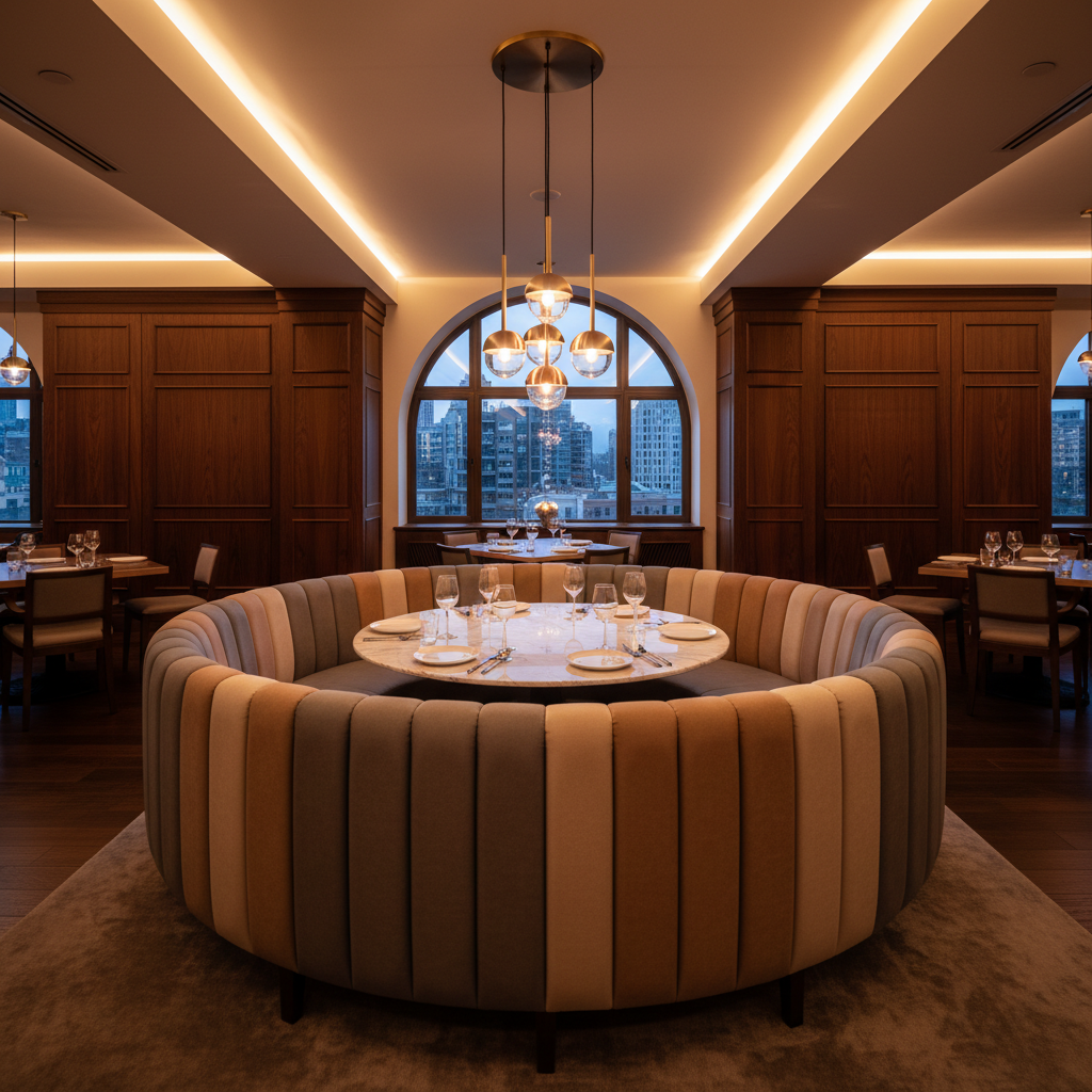 Exmore Pewter Traditional taupe & ivory Upholstered Banquette | Architectural Fabrics